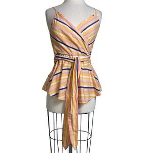 A new day M sleeveless striped top with tie wrap style zips adjus…